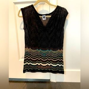 Missoni tank with gathered neck and stripes detail. Italian size 44, like US 8.